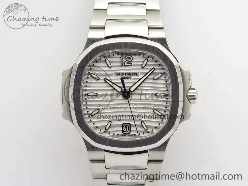 Nautilus Jumbo Ladies 7018 PF 1:1 Best Edition White Textured Dial On SS Bracelet A324 Clone MultiPurpose 9035