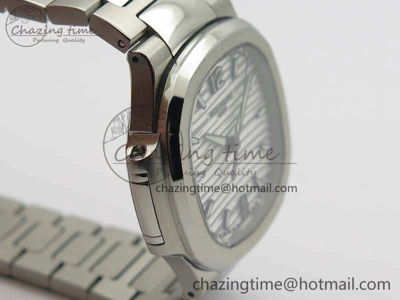 Nautilus Jumbo Ladies 7018 PF 1:1 Best Edition White Textured Dial On SS Bracelet A324 Clone MultiPurpose 9035