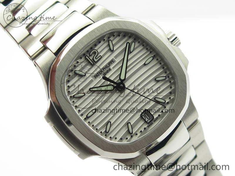 Nautilus Jumbo Ladies 7018 PF 1:1 Best Edition White Textured Dial On SS Bracelet A324 Clone MultiPurpose 9035