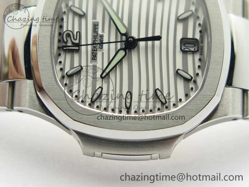 Nautilus Jumbo Ladies 7018 PF 1:1 Best Edition White Textured Dial On SS Bracelet A324 Clone MultiPurpose 9035