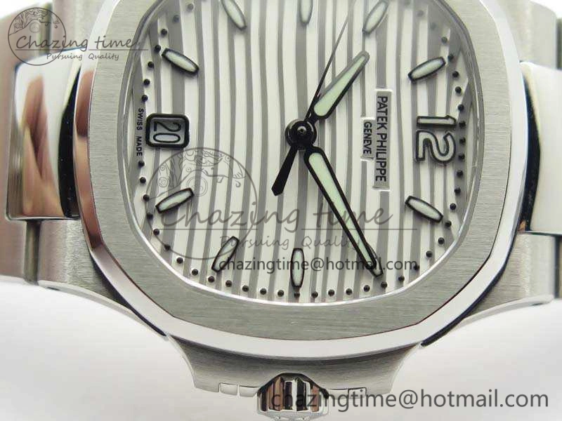 Nautilus Jumbo Ladies 7018 PF 1:1 Best Edition White Textured Dial On SS Bracelet A324 Clone MultiPurpose 9035