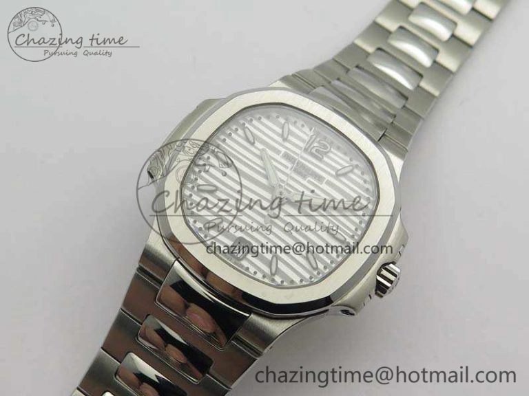 Nautilus Jumbo Ladies 7018 PF 1:1 Best Edition White Textured Dial On SS Bracelet A324 Clone MultiPurpose 9035