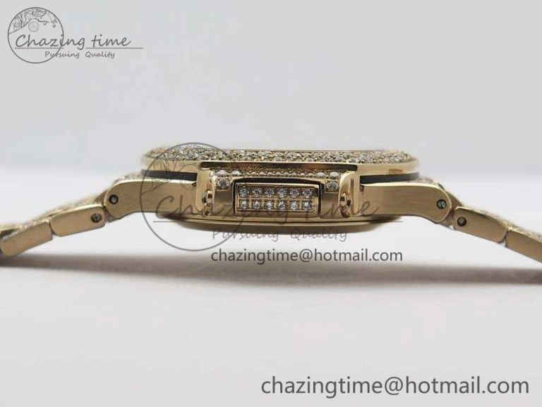 Nautilus Jumbo Ladies 7021 RG Full Paved Diamonds On Diamonds Plated RG Bracelet MIYOTA Vibrant 9043
