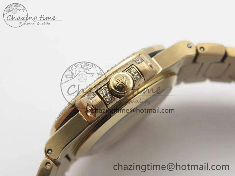 Nautilus Jumbo Ladies 7021 RG Full Paved Diamonds On Diamonds Plated RG Bracelet MIYOTA Vibrant 9043