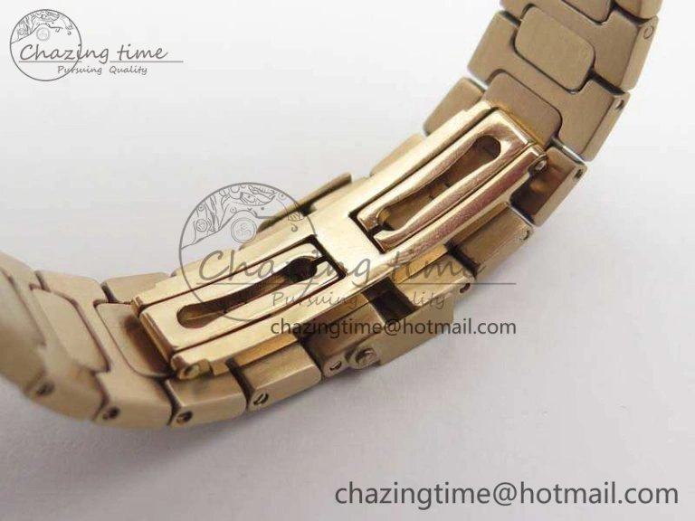 Nautilus Jumbo Ladies 7021 RG Full Paved Diamonds On Diamonds Plated RG Bracelet MIYOTA Vibrant 9043