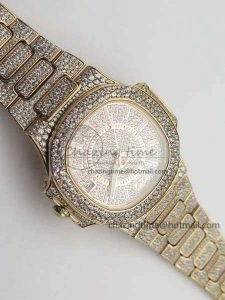 Nautilus Jumbo Ladies 7021 RG Full Paved Diamonds On Diamonds Plated RG Bracelet MIYOTA Vibrant 9043
