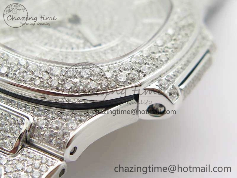 Nautilus Jumbo Ladies 7021 SS Full Paved Diamonds On Diamonds Plated SS Bracelet MIYOTA OnTrend 9041