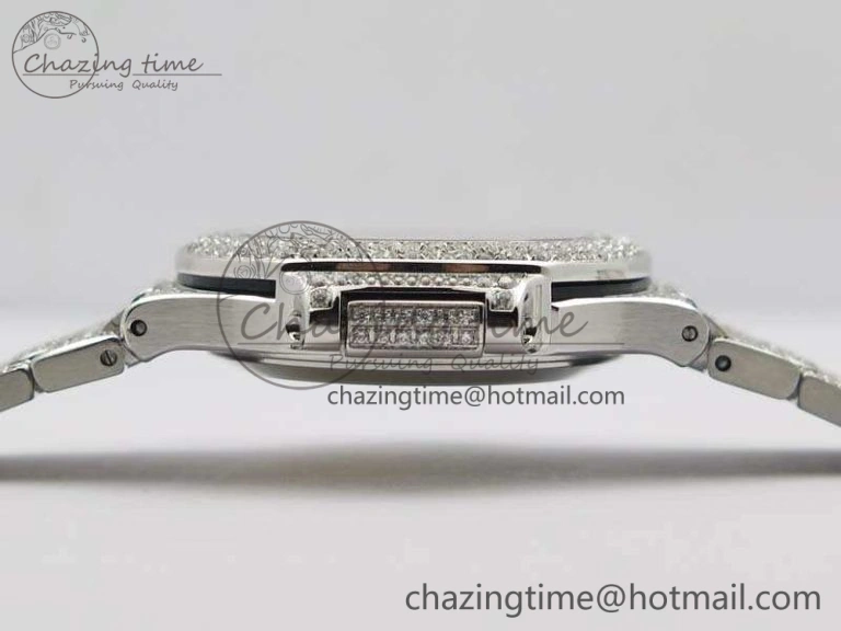 Nautilus Jumbo Ladies 7021 SS Full Paved Diamonds On Diamonds Plated SS Bracelet MIYOTA OnTrend 9041