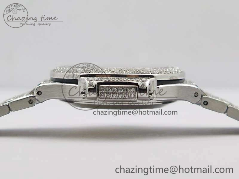 Nautilus Jumbo Ladies 7021 SS Full Paved Diamonds On Diamonds Plated SS Bracelet MIYOTA OnTrend 9041