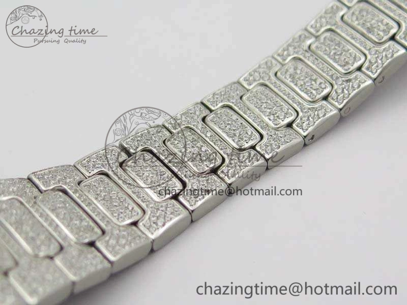 Nautilus Jumbo Ladies 7021 SS Full Paved Diamonds On Diamonds Plated SS Bracelet MIYOTA OnTrend 9041