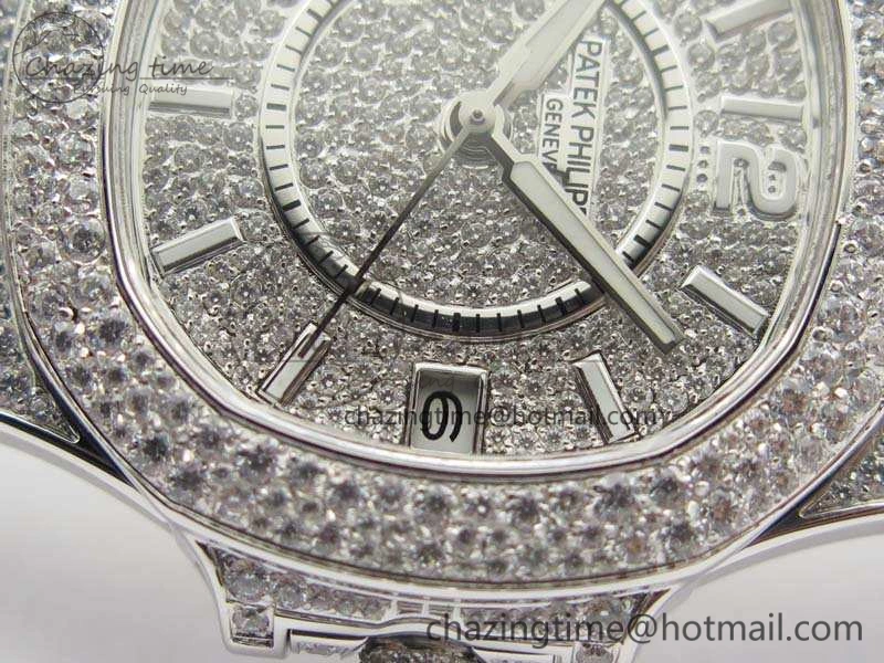 Nautilus Jumbo Ladies 7021 SS Full Paved Diamonds On Diamonds Plated SS Bracelet MIYOTA OnTrend 9041
