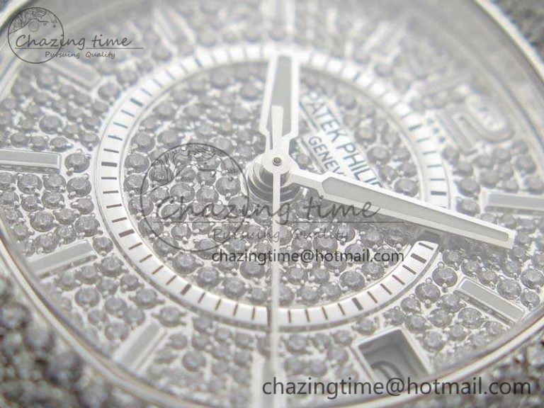 Nautilus Jumbo Ladies 7021 SS Full Paved Diamonds On Diamonds Plated SS Bracelet MIYOTA OnTrend 9041