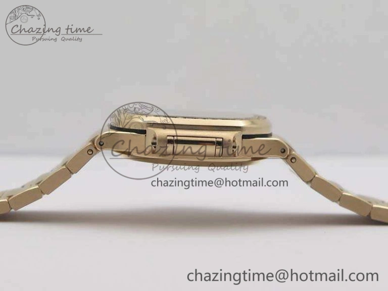 Nautilus Jumbo Ladies 7118 RG PF 1:1 Best Edition Gold Dial Diam Bezel On RG Bracelet A324 Clone WrinkleFree 9032