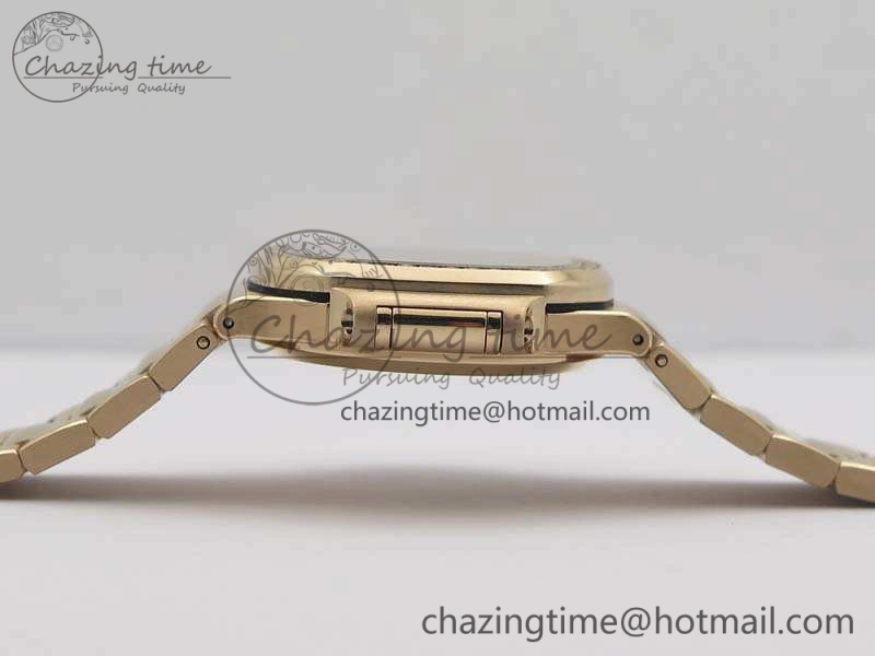 Nautilus Jumbo Ladies 7118 RG PF 1:1 Best Edition Gold Dial Diam Bezel On RG Bracelet A324 Clone WrinkleFree 9032