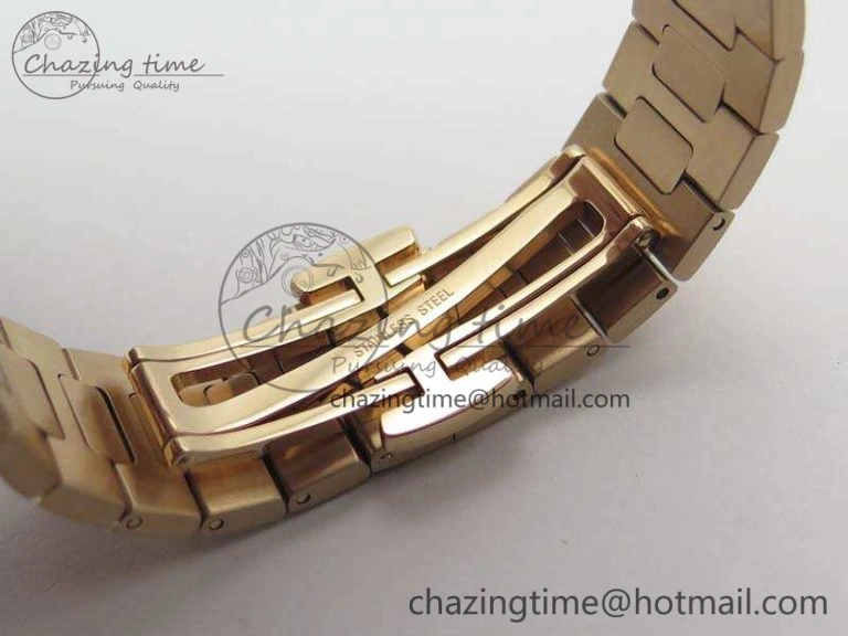 Nautilus Jumbo Ladies 7118 RG PF 1:1 Best Edition Gold Dial Diam Bezel On RG Bracelet A324 Clone WrinkleFree 9032