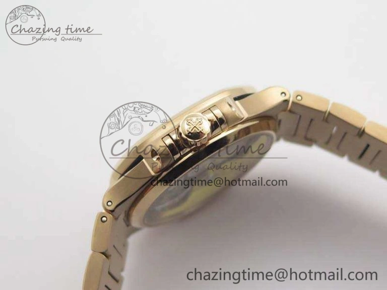 Nautilus Jumbo Ladies 7118 RG PF 1:1 Best Edition Gold Dial Diam Bezel On RG Bracelet A324 Clone WrinkleFree 9032