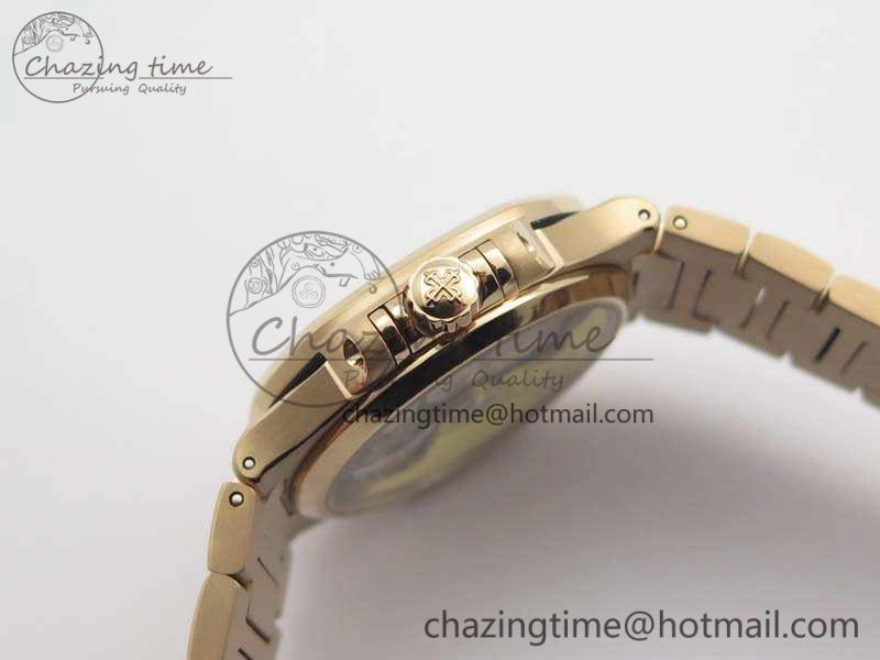 Nautilus Jumbo Ladies 7118 RG PF 1:1 Best Edition Gold Dial Diam Bezel On RG Bracelet A324 Clone WrinkleFree 9032