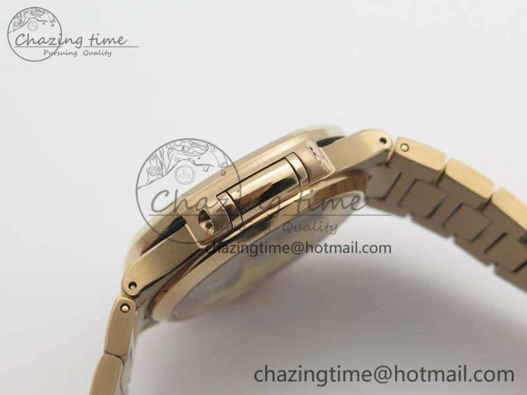 Nautilus Jumbo Ladies 7118 RG PF 1:1 Best Edition Gold Dial Diam Bezel On RG Bracelet A324 Clone WrinkleFree 9032