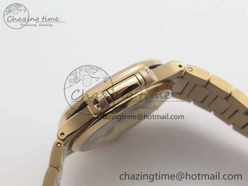 Nautilus Jumbo Ladies 7118 RG PF 1:1 Best Edition Gold Dial Diam Bezel On RG Bracelet A324 Clone WrinkleFree 9032