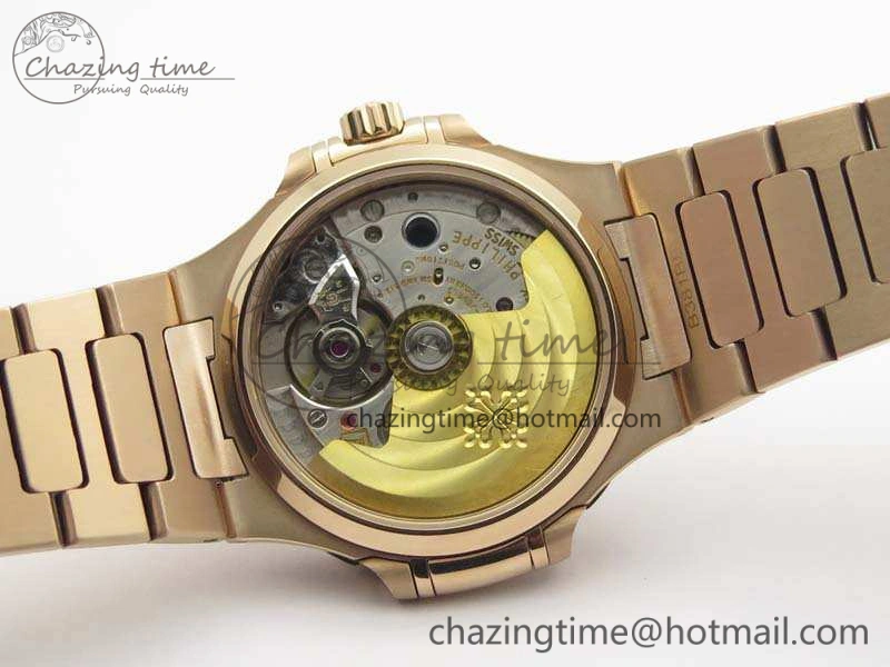 Nautilus Jumbo Ladies 7118 RG PF 1:1 Best Edition Gold Dial Diam Bezel On RG Bracelet A324 Clone WrinkleFree 9032