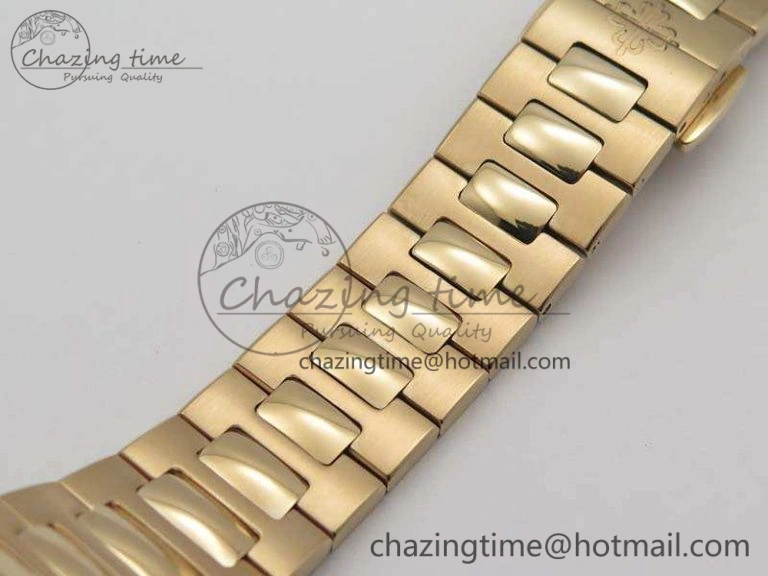 Nautilus Jumbo Ladies 7118 RG PF 1:1 Best Edition Gold Dial Diam Bezel On RG Bracelet A324 Clone WrinkleFree 9032