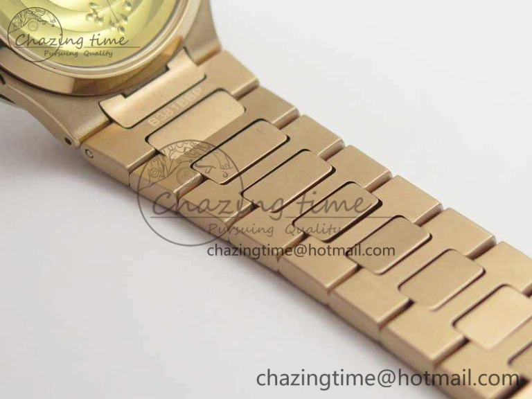 Nautilus Jumbo Ladies 7118 RG PF 1:1 Best Edition Gold Dial Diam Bezel On RG Bracelet A324 Clone WrinkleFree 9032