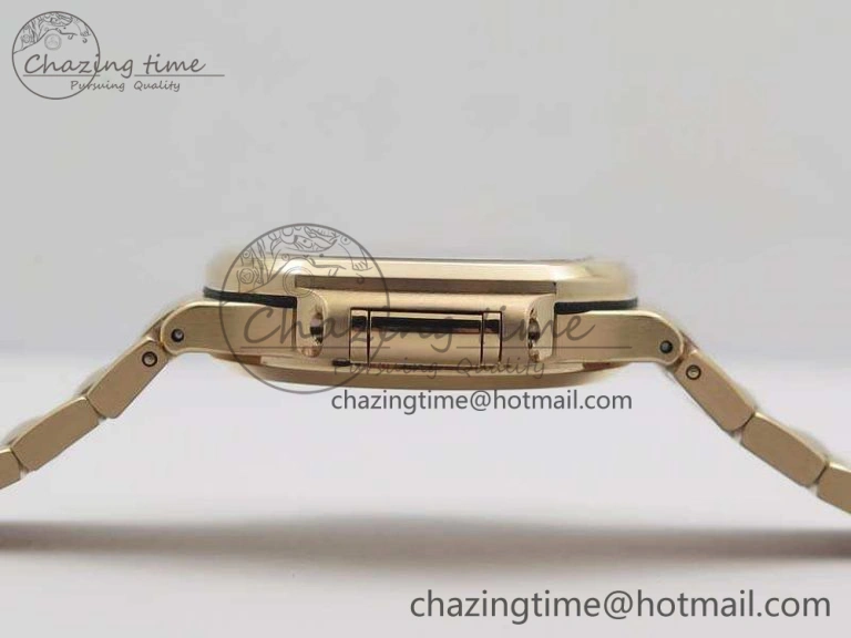 Nautilus Jumbo Ladies 7118 RG PF 1:1 Best Edition Gold Textured Dial On RG Bracelet A324 Clone ZeroBulk 9033
