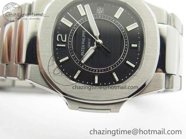 Nautilus Ladies 7011 SS JJF 1:1 Best Edition Black Dial On SS Bracelet ETA Quartz QuickDry 9046