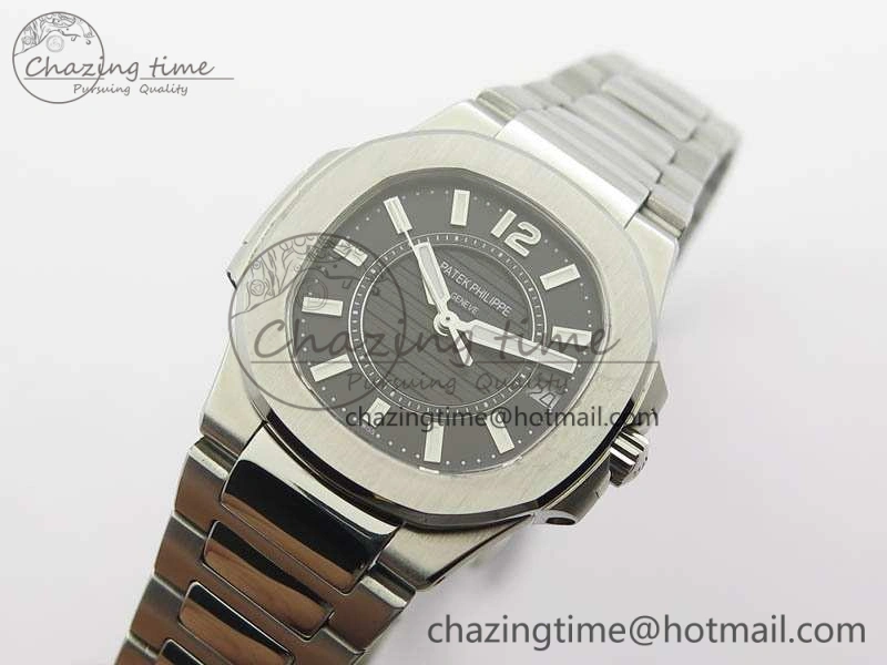 Nautilus Ladies 7011 SS JJF 1:1 Best Edition Black Dial On SS Bracelet ETA Quartz QuickDry 9046