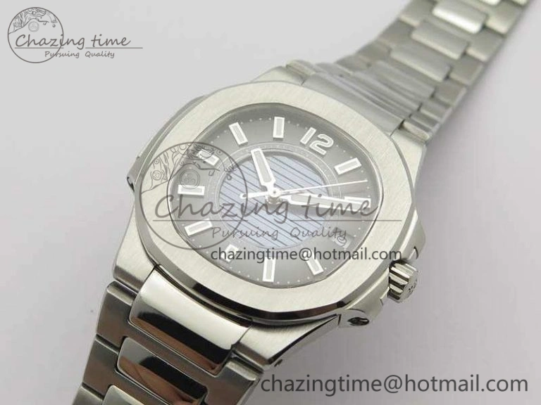 Comfortable Nautilus Ladies 7011 SS JJF 1:1 Best Edition Blue Dial On SS Bracelet ETA Quartz 9048