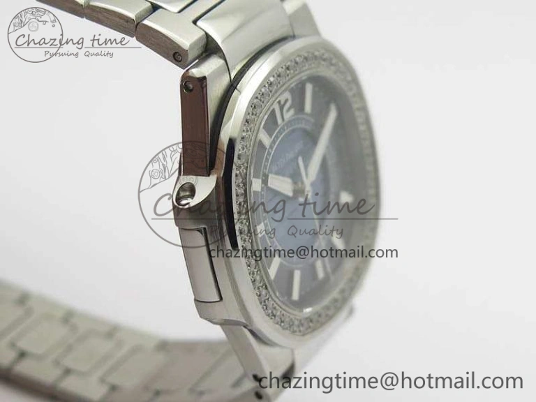 Versatile Nautilus Ladies 7011 SS JJF 1:1 Best Edition Diamond Bezel Blue Dial On SS Bracelet ETA Quartz 9040