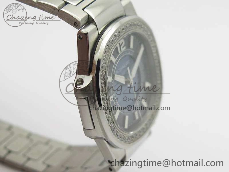 Versatile Nautilus Ladies 7011 SS JJF 1:1 Best Edition Diamond Bezel Blue Dial On SS Bracelet ETA Quartz 9040