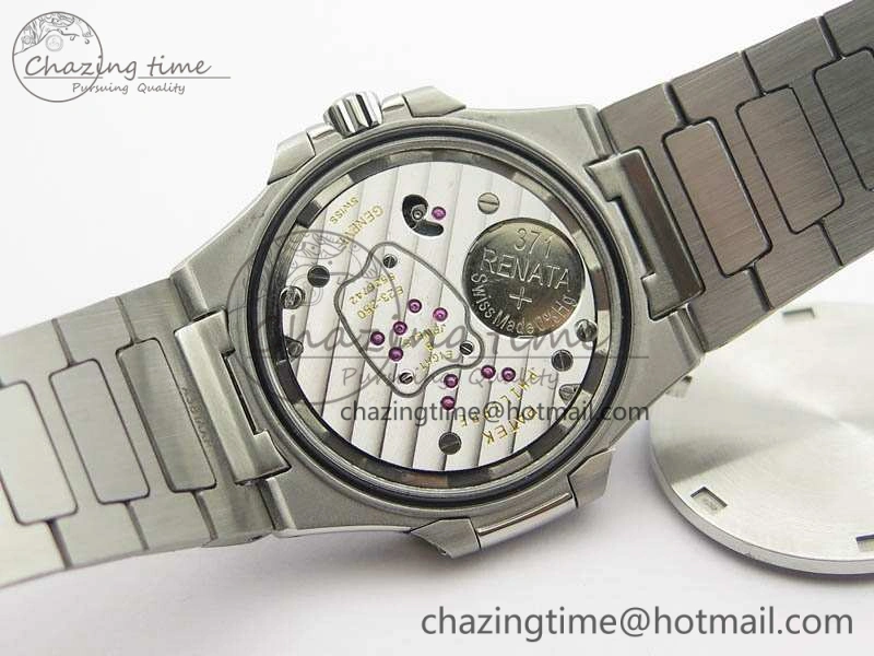 Nautilus Ladies 7011 SS JJF 1:1 Best Edition Diamond Bezel Gray Dial On SS Bracelet ETA Quartz ZeroBulk 9045