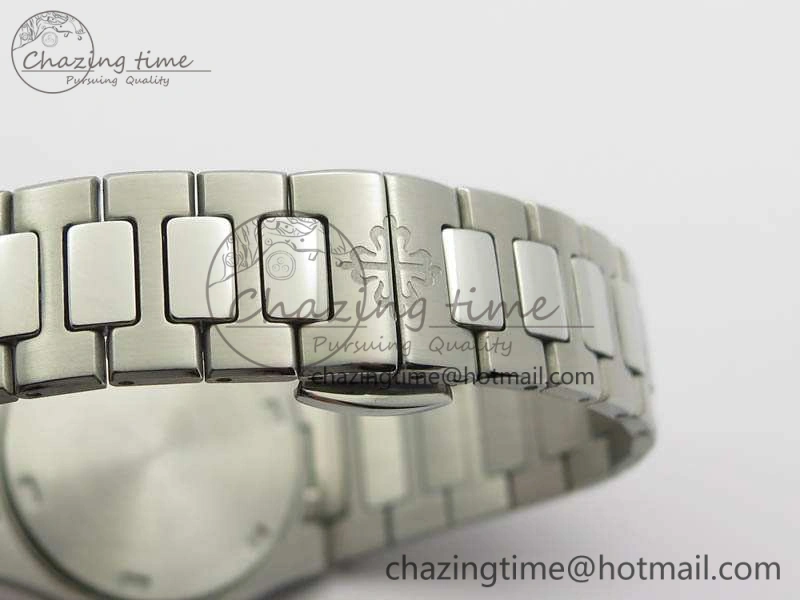 Nautilus Ladies 7011 SS JJF 1:1 Best Edition Diamond Bezel Gray Dial On SS Bracelet ETA Quartz ZeroBulk 9045