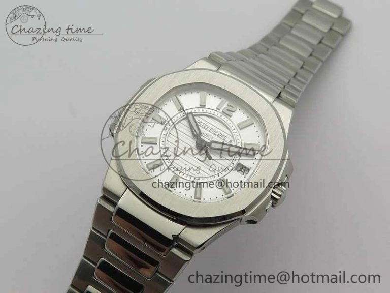 TopPick Nautilus Ladies 7011 SS JJF 1:1 Best Edition White Dial On SS Bracelet ETA Quartz 9047