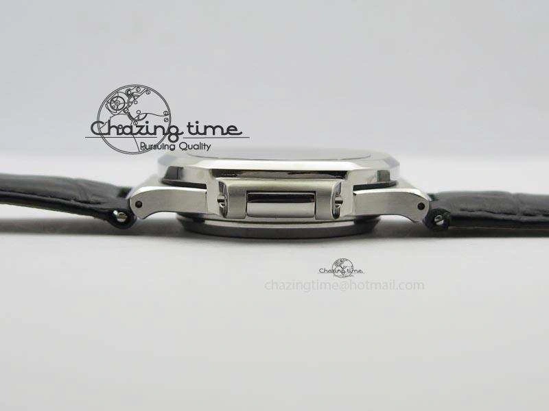 Nautilus Moonphase SS Black Dial On Black Leather Strap MIYOTA 9015 PP324CS Reliable 9084