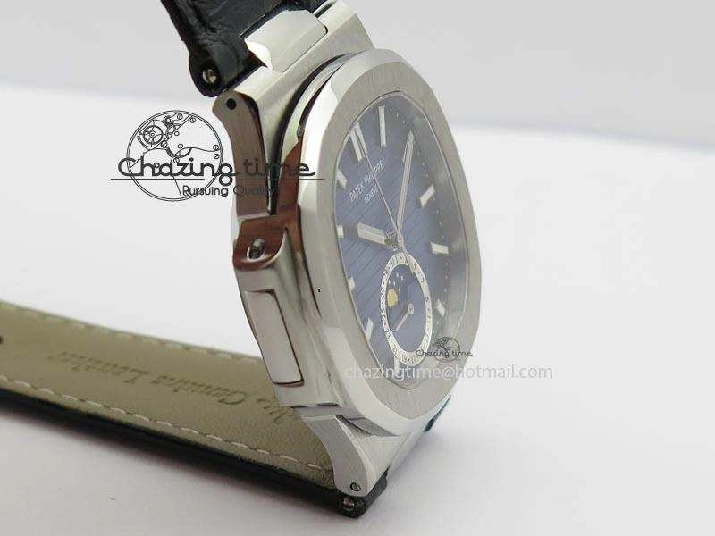 ZeroBulk Nautilus Moonphase SS Blue Dial On Black Leather Strap MIYOTA 9015 PP324CS 9086