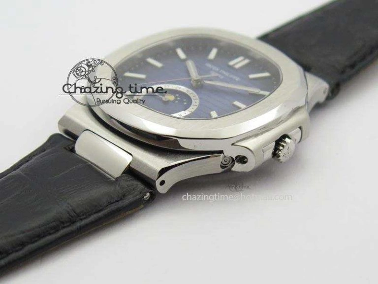 ZeroBulk Nautilus Moonphase SS Blue Dial On Black Leather Strap MIYOTA 9015 PP324CS 9086