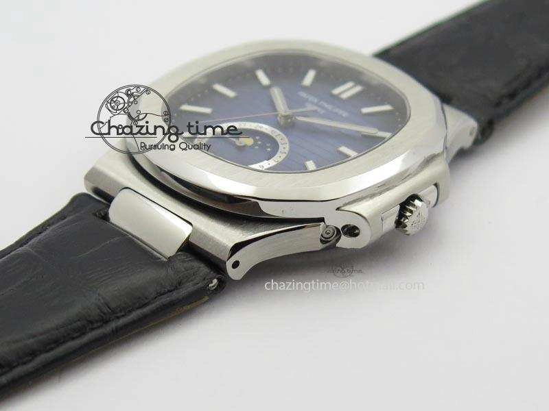ZeroBulk Nautilus Moonphase SS Blue Dial On Black Leather Strap MIYOTA 9015 PP324CS 9086