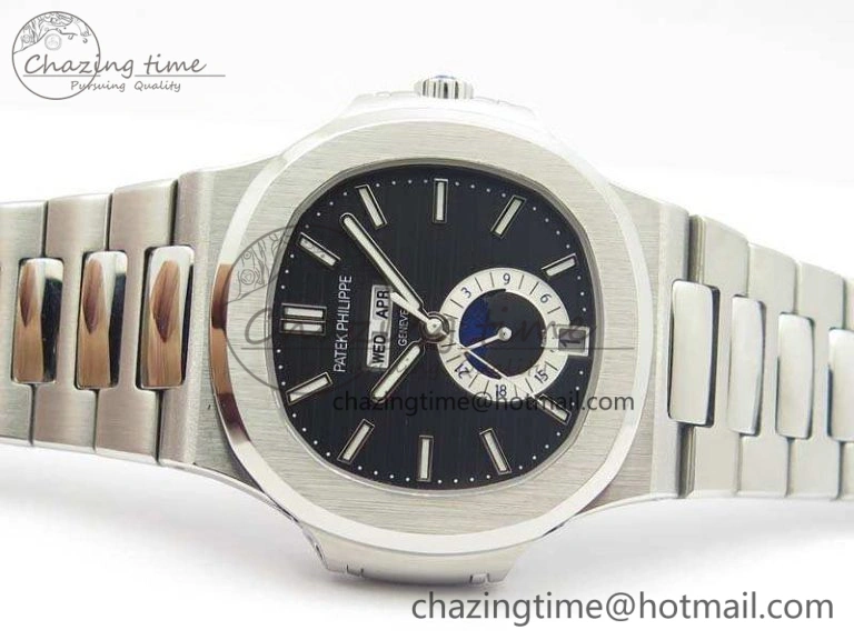 Classic Nautilus Moonphase SS KMF Black Dial On SS Bracelet Calendar Movement V 9013
