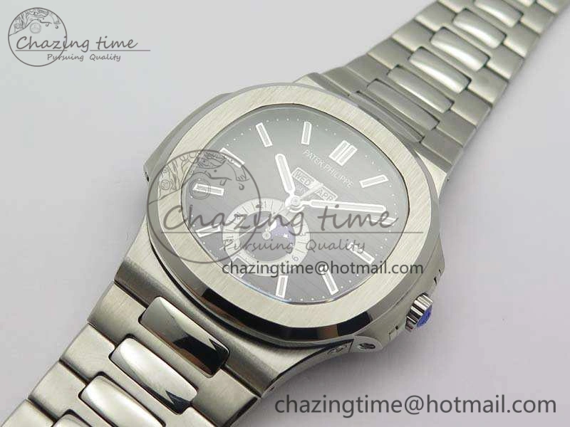 Classic Nautilus Moonphase SS KMF Black Dial On SS Bracelet Calendar Movement V 9013