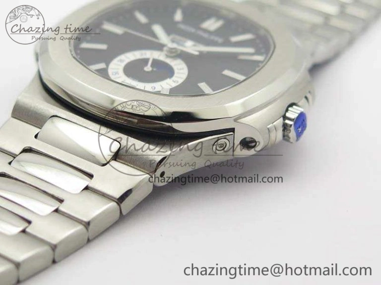 Classic Nautilus Moonphase SS KMF Black Dial On SS Bracelet Calendar Movement V 9013