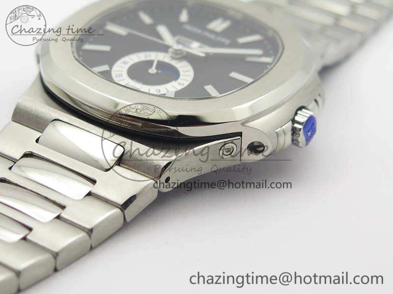 Classic Nautilus Moonphase SS KMF Black Dial On SS Bracelet Calendar Movement V 9013