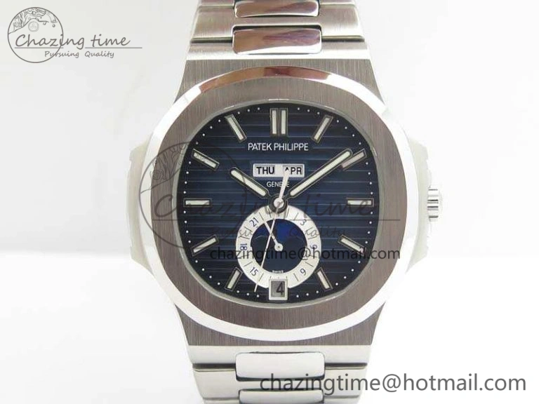 StreetReady Nautilus Moonphase SS KMF Blue Dial On SS Bracelet Calendar Movement V 9015