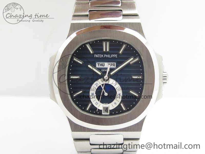 StreetReady Nautilus Moonphase SS KMF Blue Dial On SS Bracelet Calendar Movement V 9015