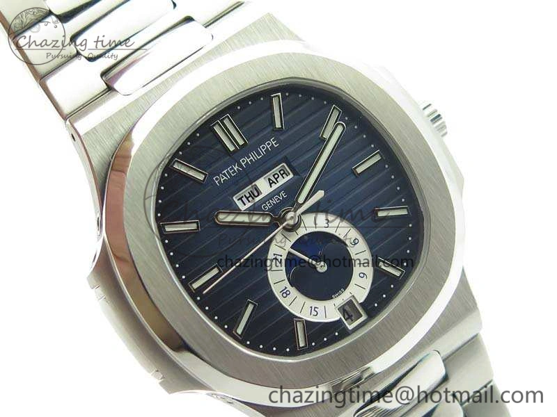 StreetReady Nautilus Moonphase SS KMF Blue Dial On SS Bracelet Calendar Movement V 9015