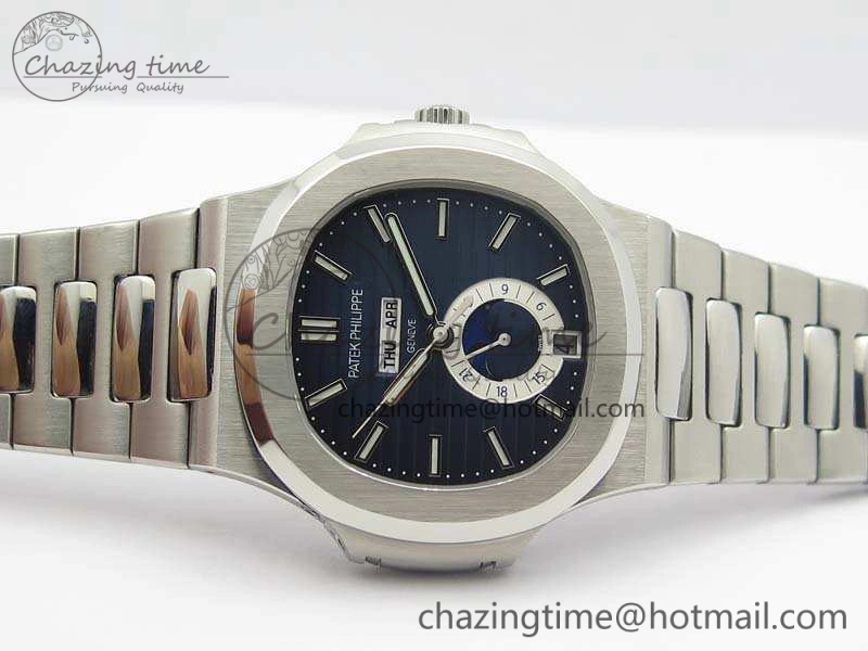 StreetReady Nautilus Moonphase SS KMF Blue Dial On SS Bracelet Calendar Movement V 9015