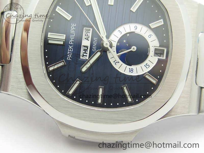 StreetReady Nautilus Moonphase SS KMF Blue Dial On SS Bracelet Calendar Movement V 9015