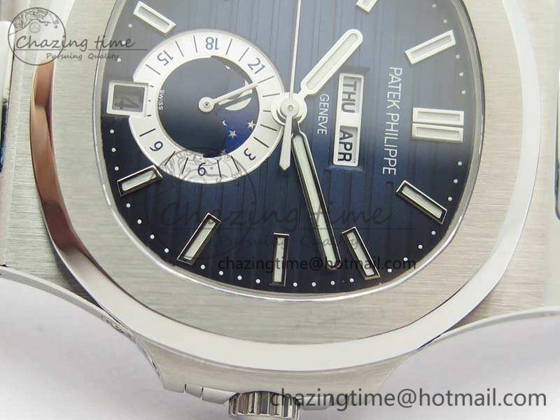 StreetReady Nautilus Moonphase SS KMF Blue Dial On SS Bracelet Calendar Movement V 9015