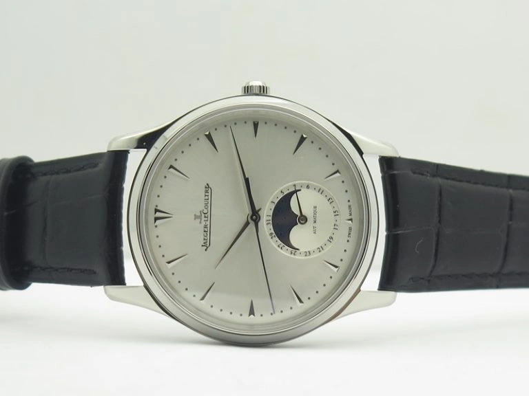 WaterResistant Nautilus Moonphase SS White Dial On Black Leather Strap MIYOTA 9015 PP324CS 9083
